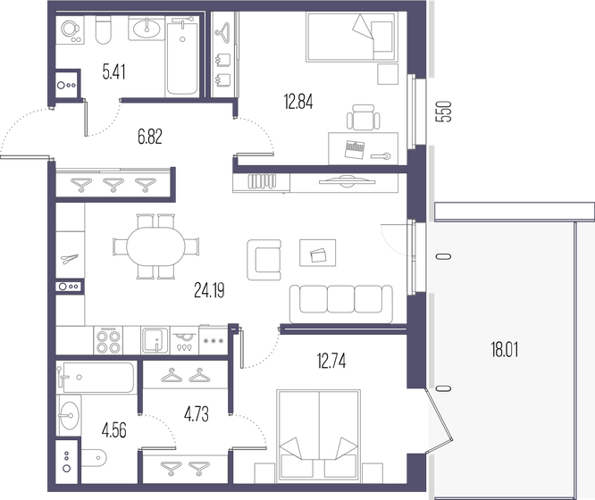71,3 м², 2-комнатная квартира 26 391 558 ₽ - изображение 15