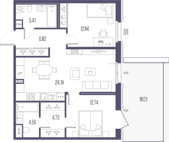 70,5 м², 2-комнатная квартира 25 961 782 ₽ - изображение 10