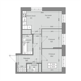 Квартира 50,9 м², 3-комнатная - изображение 1