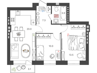 55,6 м², 2-комнатная квартира 6 952 780 ₽ - изображение 23