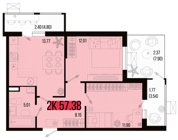 57,6 м², 2-комнатная квартира 6 202 064 ₽ - изображение 10