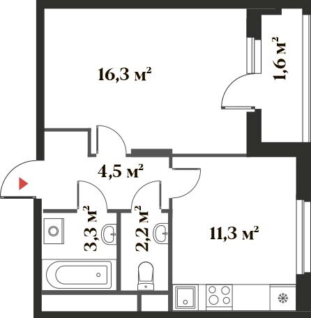 39,2 м², 1-комнатная квартира 11 182 779 ₽ - изображение 1