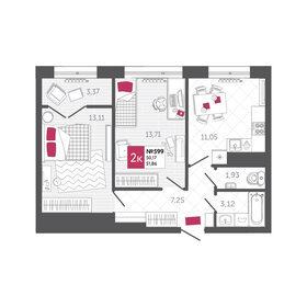 49 м², 2-комнатная квартира 7 300 000 ₽ - изображение 60