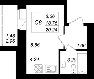 20,6 м², квартира-студия 3 610 000 ₽ - изображение 1