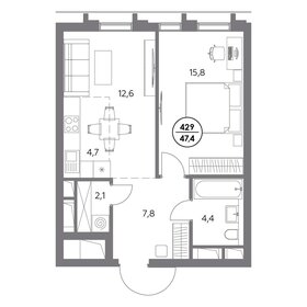 Квартира 47,4 м², 1-комнатная - изображение 1