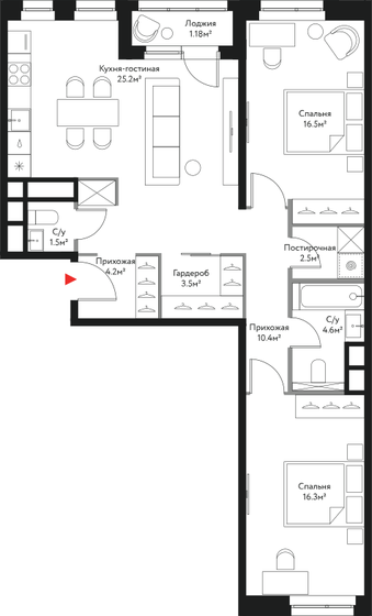 85,9 м², 3-комнатная квартира 30 690 934 ₽ - изображение 22