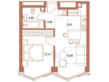 Квартира 38,8 м², 1-комнатная - изображение 1