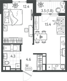 Квартира 38,5 м², 1-комнатная - изображение 1