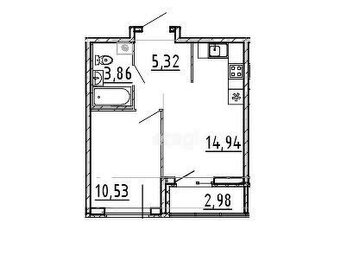 Квартира 34,7 м², 1-комнатная - изображение 2