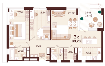 123,1 м², 3-комнатная квартира 40 495 000 ₽ - изображение 17