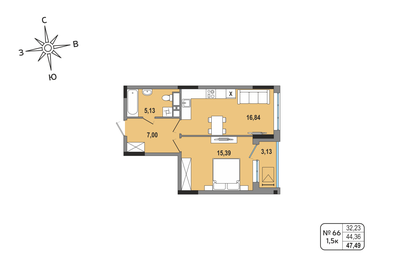 44,9 м², 1-комнатная квартира 4 850 000 ₽ - изображение 75