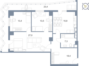 120,1 м², 3-комнатная квартира 8 460 000 ₽ - изображение 63