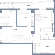 Квартира 119,8 м², 3-комнатная - изображение 2
