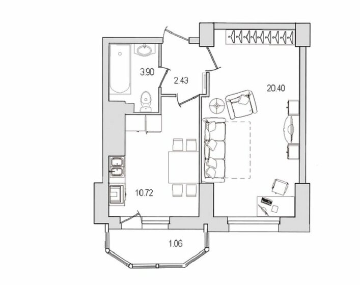 41 м², 1-комнатная квартира 8 825 000 ₽ - изображение 1