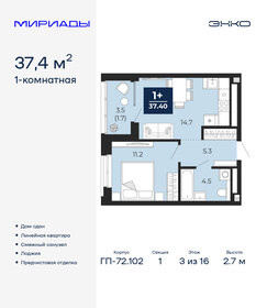 Квартира 37,4 м², 1-комнатная - изображение 1