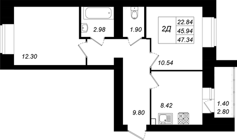 46,8 м², 2-комнатная квартира 5 943 600 ₽ - изображение 7