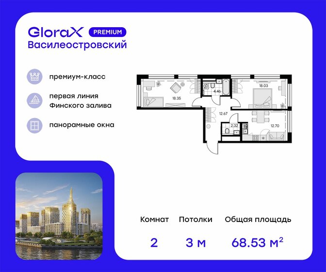 68,5 м², 2-комнатная квартира 29 852 630 ₽ - изображение 26