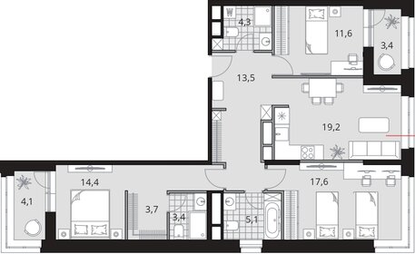 Квартира 96,6 м², 4-комнатная - изображение 1