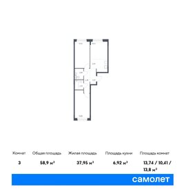 Квартира 58,9 м², 2-комнатная - изображение 1