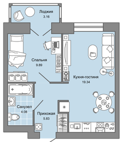 34 м², 2-комнатная квартира 3 373 450 ₽ - изображение 25