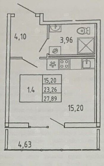 23,3 м², 1-комнатная квартира 3 599 999 ₽ - изображение 1