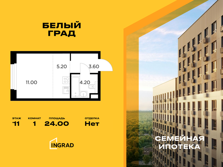 24 м², квартира-студия 6 100 000 ₽ - изображение 1
