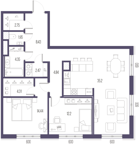 90,9 м², 2-комнатная квартира 32 679 000 ₽ - изображение 15