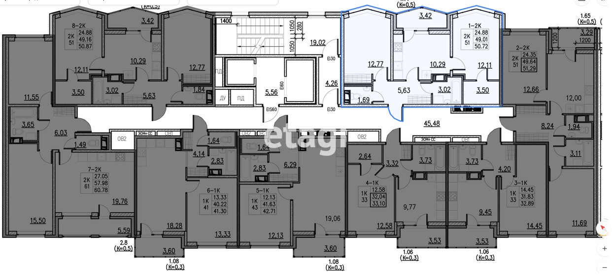 50,7 м², 2-комнатная квартира 7 750 000 ₽ - изображение 49