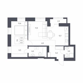 64,3 м², 2-комнатная квартира 9 250 000 ₽ - изображение 19