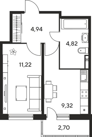 32,9 м², 1-комнатная квартира 4 510 000 ₽ - изображение 9