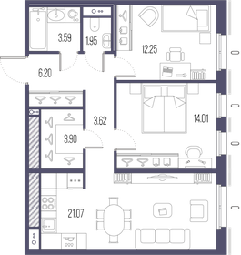 Квартира 66,6 м², 2-комнатная - изображение 1