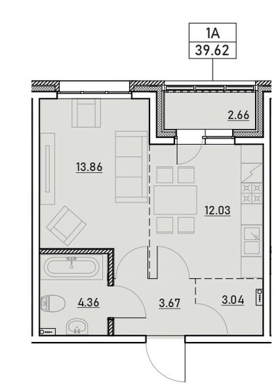 39,6 м², 1-комнатная квартира 5 744 900 ₽ - изображение 1