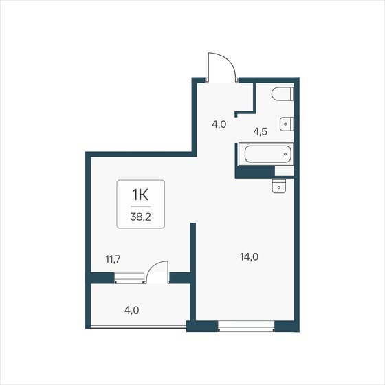 38,2 м², 1-комнатная квартира 4 200 000 ₽ - изображение 1