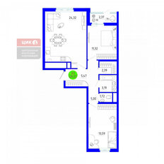 Квартира 69,4 м², 2-комнатная - изображение 1