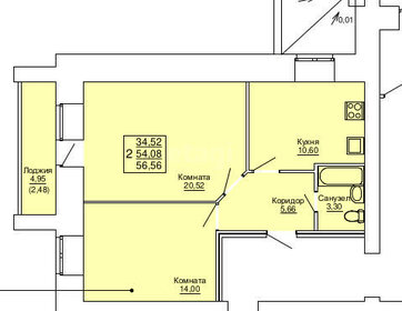 56,6 м², 2-комнатная квартира 5 984 000 ₽ - изображение 62
