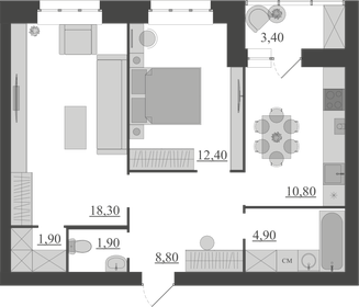 Квартира 62,4 м², 2-комнатная - изображение 1