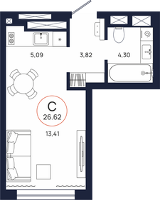 Квартира 26,6 м², студия - изображение 1