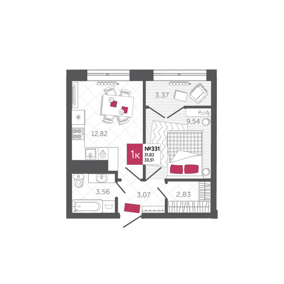 33,5 м², 1-комнатная квартира 5 529 150 ₽ - изображение 1