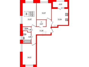 Квартира 77,7 м², 3-комнатная - изображение 1