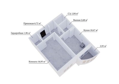 Квартира 42,1 м², 1-комнатная - изображение 2