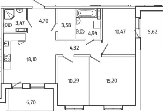 81,2 м², 3-комнатная квартира 15 935 000 ₽ - изображение 1