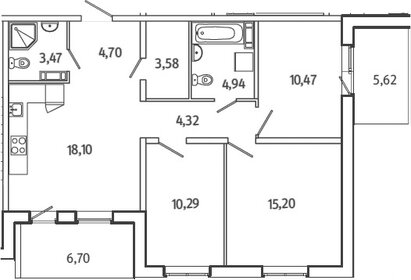 Квартира 81,2 м², 3-комнатная - изображение 1