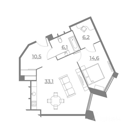 70,7 м², 2-комнатные апартаменты 19 950 000 ₽ - изображение 1