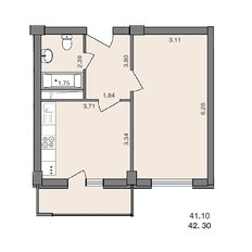 Квартира 42,3 м², 1-комнатная - изображение 2