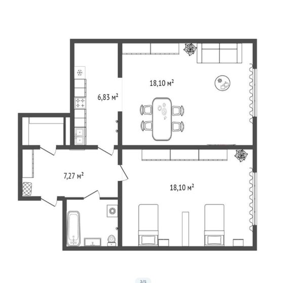 55,5 м², 2-комнатная квартира 5 640 000 ₽ - изображение 1