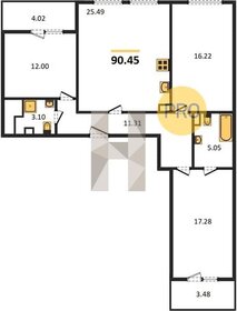 Квартира 90,5 м², 3-комнатная - изображение 1