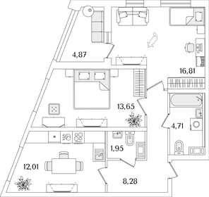 Квартира 59,9 м², 2-комнатная - изображение 1