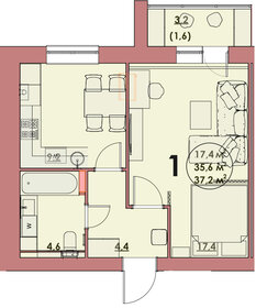 37,2 м², 1-комнатная квартира 3 100 000 ₽ - изображение 42