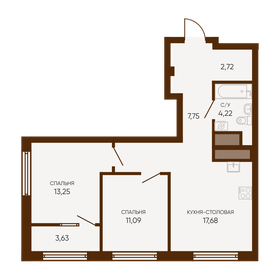 Квартира 62,1 м², 2-комнатная - изображение 1