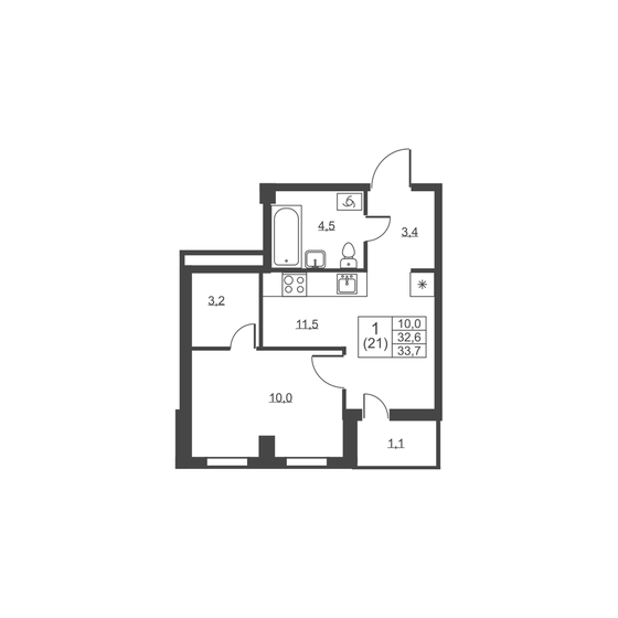33,7 м², 1-комнатная квартира 4 079 000 ₽ - изображение 46